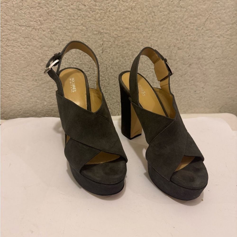 Michael Kors Dark Gray Suede Platform Heels